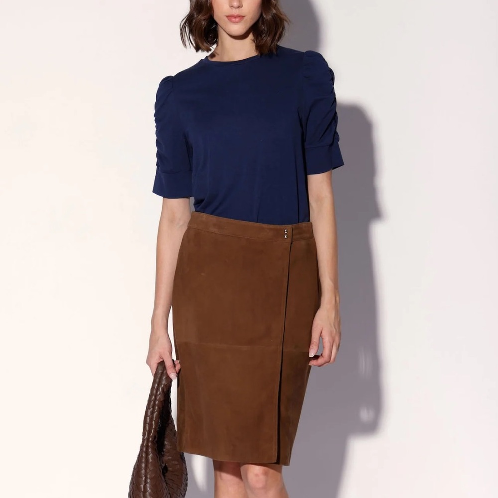 Walter Baker Skippy Ruched Top in Navy Blue XS $98